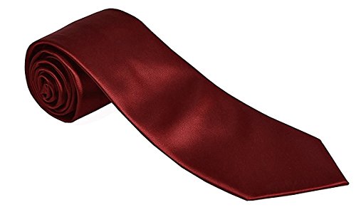 Mens Formal Tie Wholesale Lot of 5 Mens Solid Color Wedding Ties 3.5" Satin Finish (Burgundy)