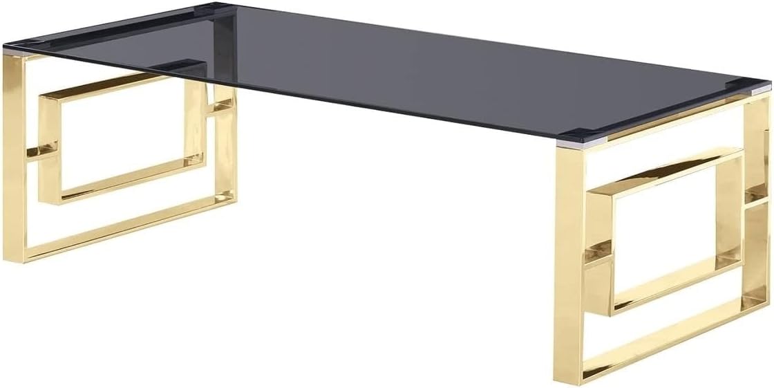 Best Master Mallory Stainless Steel and Smoked Glass Coffee Table in Gold