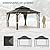 LUE BONA 12'x12' Hardtop Gazebos, Aluminum Frame Permanent Pavilion with Curtains and Netting, Double Galvanized Steel Roof Gazebo Outdoor, Metal Gazebo Canopy for Garden, Lawns, Patio, Black