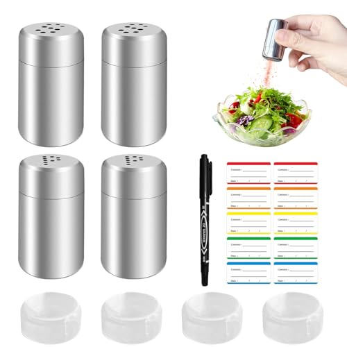 Mini spargisale, 6 pezzi da 5 ml, piccolo con coperchio, spargicpezie da campeggio, sale in acciaio inox, bottiglie di spezie, adatto per ristoranti, campeggio e barbecue all'aperto