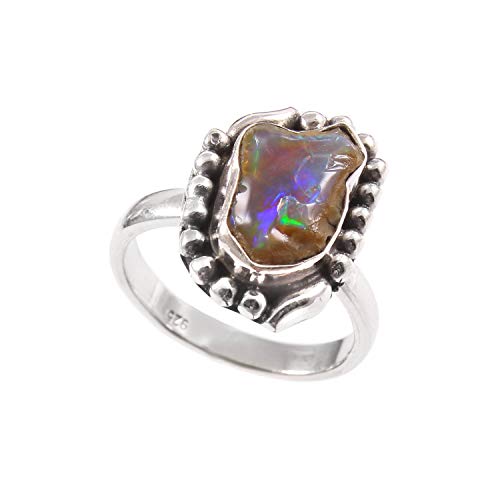 Bague en argent turc opale éthiopienne véritable anneau pierres précieuses