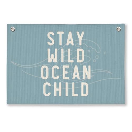 ShowDraven Ocean Rroom Decor Hanging Linen Banner, Boy Nursery Decor, Ocean Classroom Decor, Kids Bathroom Wall Art,Coastal Nursery Decor,20x30 Inch