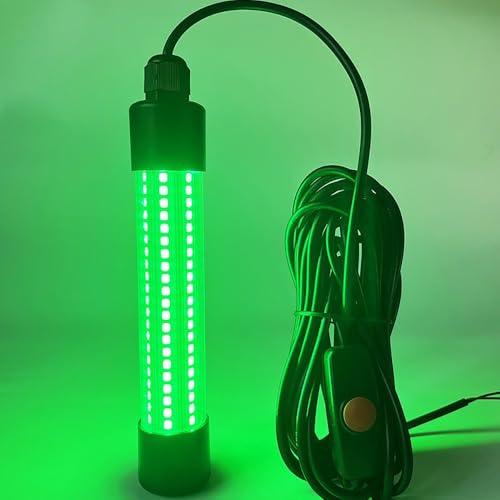 Evertine ETOP IP68 Underwater Fishing Light Fish Super Bright LED 13W 12-48V AC/DC Attracting Light, Night Fishing Light (Green)