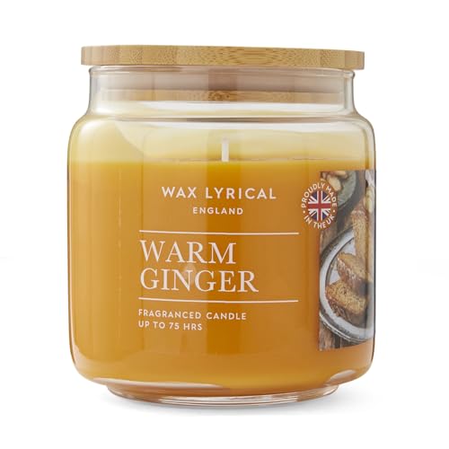 Wax Lyrical England Warm Ginger Scented Candle, 75 Hour Burn Time, Orange