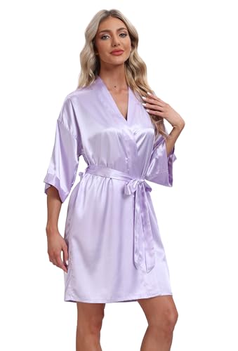 Image of Women's Pure Short Silky Robes Bridesmaid Bride Party Satin Robes Sleepwear