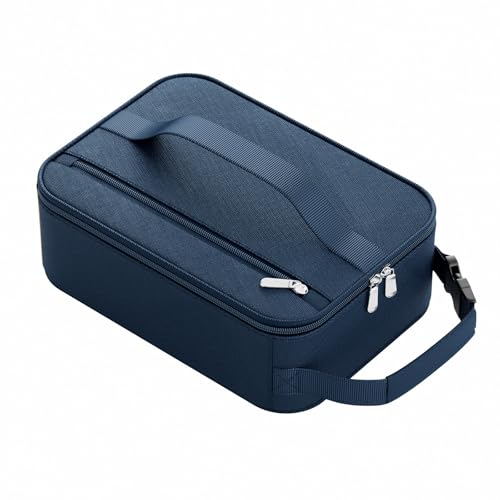 HowFly Small Lunch Bag - Insulated Lunch Box Bag for Women Men - Portable Thermal Reusable Meal Cooler Bags with Buckle Handle for Work School - Navy Blue