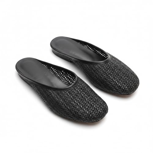 OPYQHGU Women Hand-Woven Elegant Mules Quiet Luxury Aesthetic Cottagecore Lightweight