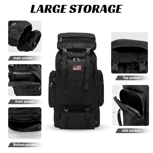 80L 2-pack Hiking Backpack for Men with Sling Tactical Backpack - Rucksack Molle Military Tactical Waterproof Lightweight Camping Backpack 3 Day Assault Pack for Travel, Climbing, Backpacking - Image 6