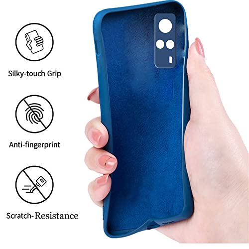 Image of A rtistque Liquid TPU Silicone Matte Shockproof Flexible with Camera Protection Soft Back Cover Case for Vivo Y51 2020 / Vivo Y51A - Blue