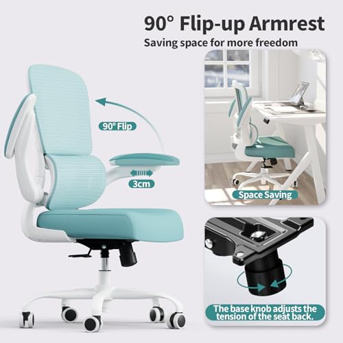 Image of TRALT Office Chair - Ergonomic Desk Chair with Adjustable Lumbar Support, Mesh Computer Chair, Executive Chair for Home Office Comfortable Lumbar Support (1, Mint Green)
