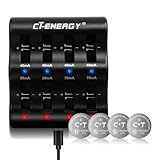 CT-ENERGY Lithium Coin Button Battery Charger with Rechargeable 2032h Batteries 4 Pack,3.7V Lir2032h Battery for Air Tag