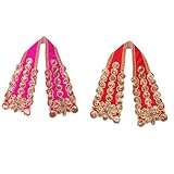 Set of 2 Ganesh Dupatta Decorative Puja Cloth Chunari, Pooja Chunar (Size:- 12" x 4")Pooja Items Articles for Indian Traditional Festival Ganpati Decorations for Statue Frame Idol Temple(Red,Pink)