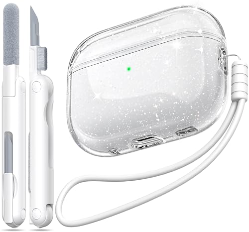 Image of for Airpods Pro 2 Case with Cleaner Kit, Crystal Clear Cover | Highly Transparent Anti-Yellowing TPU,Shockproof,Scratch-Resistant,Travel-Ready Keychain Cover for Work,Gym,Gitter
