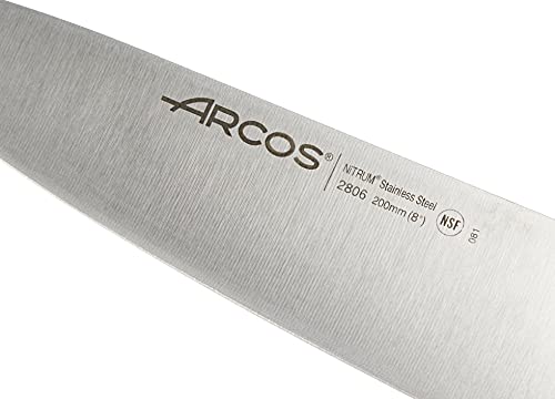 Arcos Chef Knife 8 Inch Stainless Steel. Cooking Knife To Cut Meat, Fish, Poultry, Fruit And Vegetables. Ergonomic Polyoxymethylene Handle And 200Mm Blade. Series Universal. Color Black #TOP2