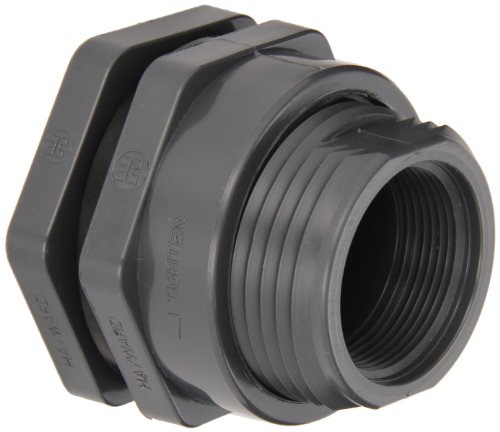 Hayward BFAS1015CES Series BFAS Short Pattern Bulkhead Fitting, Socket x Threaded End, PVC with EPDM Seals, 1-1/2
