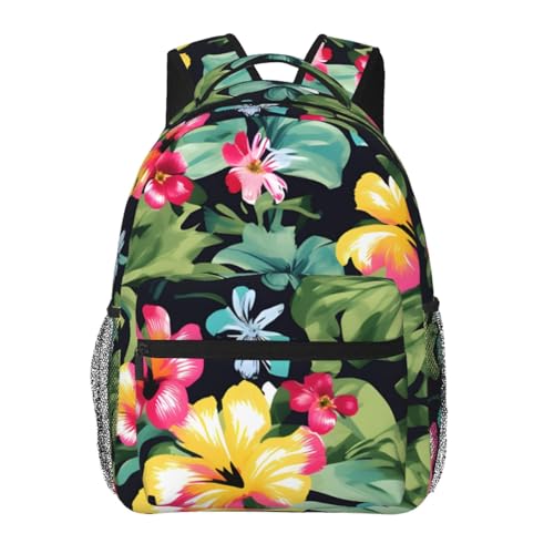 Mochila para laptop EdWal de flores hawaianas ideal para tus escapadas de senderismo y turismo