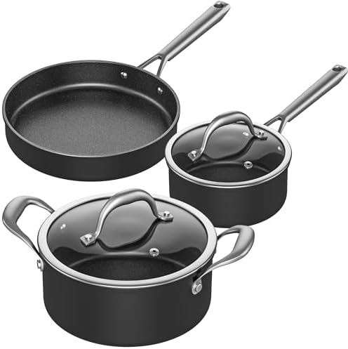 Wodillo Pots and Pans set Nonstick, Cookware Sets, 5 PCS Induction Kitchen Cookware Set, Non Stick Cooking Set w/Frying Pans & Saucepans, Dishwasher Safe, Oven Safe to 420°F