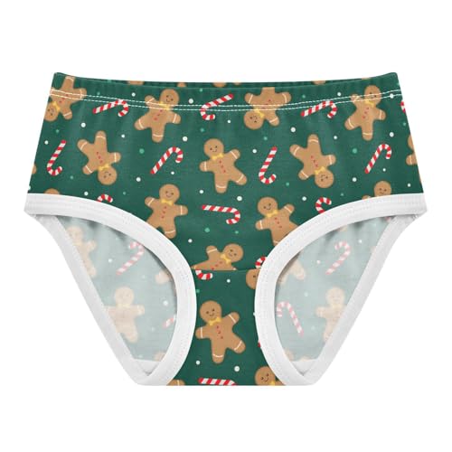 Little Girls' Soft Cotton Underwear Kids Breathable Comfort Gingerbread Man Candy Cane Panties Briefs Toddler Undies