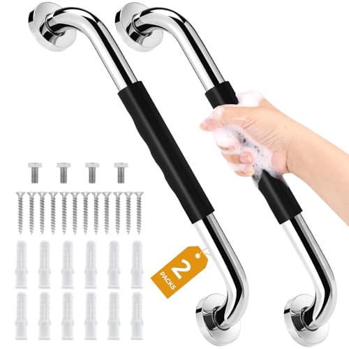 2Pack 16inch Grab Bars for Bathtubs and Showers, Premium Anti-Slip Handicap Shower Grab Bars for...