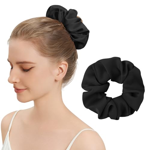 100% Mulberry Silk Scrunchies for Women, Oversized XL Hair Tie for Sleeping, Curly Thick or Thin Hair, No Damage Soft Silk Hair Accessory