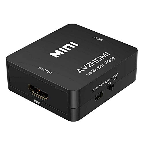 AV to HDMI Converter, RCA to HDMI, BD&M 1080P Mini RCA Composite CVBS Video Audio Converter Adapter Support PAL/NTSC for TV/PC/ PS3/ STB/Xbox VHS/VCR/Blue-Ray DVD Players - Black