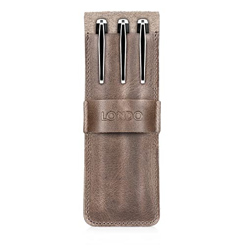 Image of Londo Genuine Leather Pen and Pencil Case with Tuck in Flap, Stationery Bag