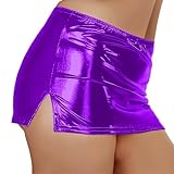  Générique Jupe Courte Femme Cuir Verni Jupe Mini Sexy Vinyle Jupes Patineuse Brillante Clubwear Taille Haute Jupes Short Élastique Robe Soirée Mouillée Wetlook Robe Danse Carnaval Fête