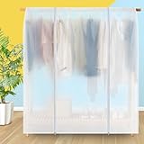 HLC 4.5FT Single Transparent Clothes Rail Cover Garment Rail Cover with Strong Double Zip & Document Pocket - Image 2