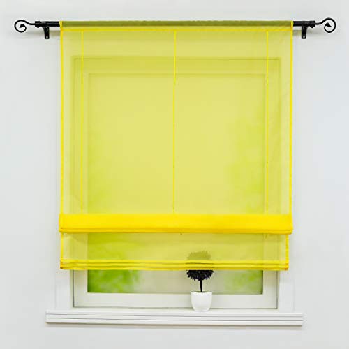 Joyswahl Voile Raffrollo mit Tunnelzug Transparente Unifarbiges Bändchenrollo »Sophia« Schals mit Stangendurchzug Fenster Vorhänge BxH 140x155cm Gelb 1er Pack