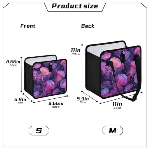 Image of Car Trash Can Organizer Bin with Adjustable Strap for Back Front Seat Console Waterproof Leakproof Collapsible Portable 8.66 Inch Jellyfishes and Bubbles Pink