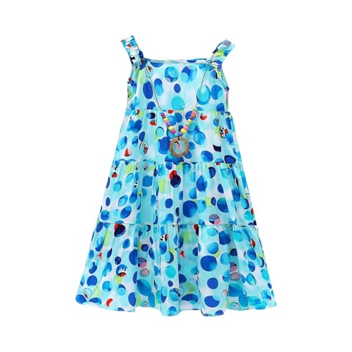 Girl Dress for Girl Sleeveless Spaghetti Strap Color Block Graphic Cute Pleated Maxi Long Midi Knee Length Summer Fall Dress 2025 Soft Comfy Clothing Fashion 6 Years