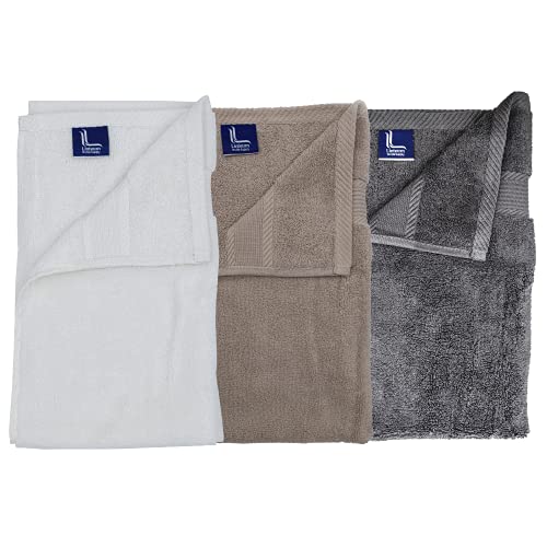 Linteum Textile 6 Piece Towel Set, 16X28 Inch, 100% Soft Cotton Zero Twist 16 Single Yarn Ring Spun Luxury Hand And Face Towels Spa Quality (White) #TOP4