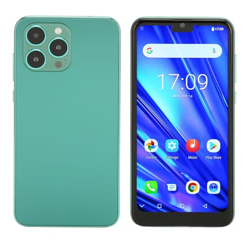 Smartphone sbloccato, batteria da 3.500 mAh 4 GB RAM Telefono cellulare Ultra Slim WiFi Dual SIM Dual Standby 6.1 pollici Riconoscimento facciale con linea dati per chiamate pixel chiari (verde)