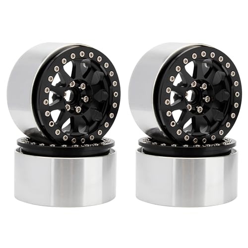 MEUS RACING 2.2 Beadlock Wheels Rims Deep-Dish Wheel for Axial SCX10 Traxxas TRX4 Vanquish VS4-10 Redcat Gen8 1/10 RC Crawler Upgrades (Black)