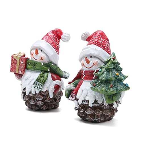 Hodao 2 Pcs Christmas Pin Cones Snowman Decorations Xmas Snowman Figurines Winter Decor Handmade Snowman Figurines For Xmas Decor Gift - Christmas Party Home Snowman Decorations #TOP1