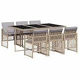 vidaXL 7-delige Tuinset met kussens poly rattan beige
