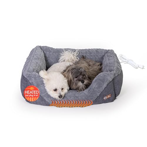 K&H Pet Products Thermo-Pet Lounge Sleeper Indoor Heated Pet Bed for Dogs & Cats, Bolstered Warm Calming Pillow Bed for Multiple or Large Cats, Machine Washable, Safety Listed - Medium 30.5 X 24.5in by K&H Pet Products - Used condition - US$47.82