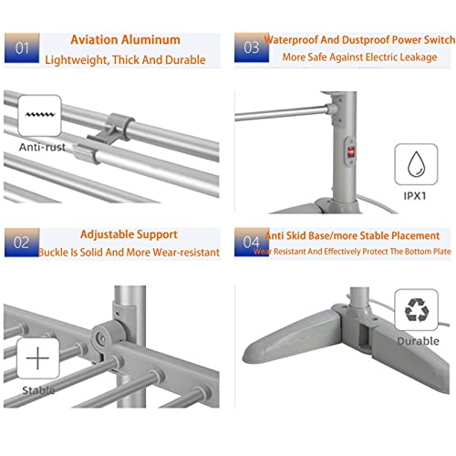 3 Tier Electric Heated Clothes Dryer Airer Heated Clothes Airer, Folding Laundrythes Airer, Folding Laundry Drying Rack Towel Warmer, 36 Heated Drying Bars, Floor-Standing Heated Fashionable FANDIAO - Image 5