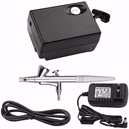 Airbrush Makeup Machine Kit with Air Compressor 0.4mm Needles and Nozzle Air Spray Gun for Make up Beauty Cosmetic Skin Care Eyebrow Manicure 3 Level Pressure Adjustable