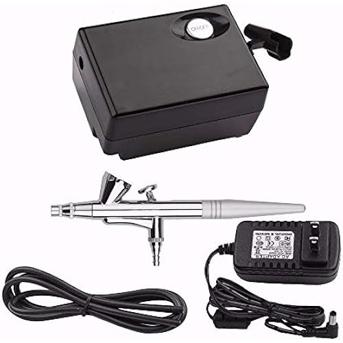 Airbrush Makeup Machine Kit with Air Compressor 0.4mm Needles and Nozzle Air Spray Gun for Make up Beauty Cosmetic Skin Care Eyebrow Manicure 3 Level Pressure Adjustable