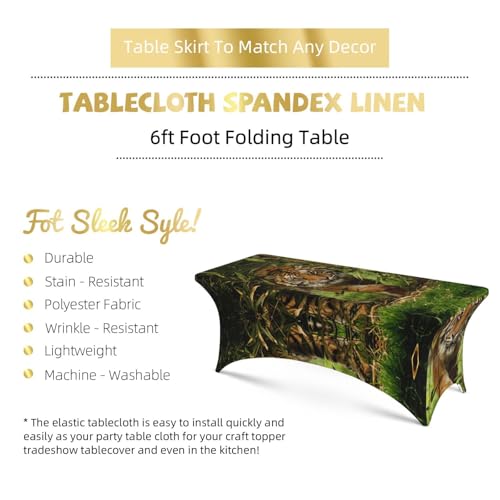 Housse extensible pour table rectangulaire 1.8m nappe imprimé tigre jungle - 6