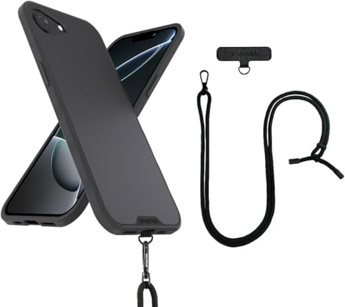 Image of Smartish iPhone 17e /16e MagSafe Case with Crossbody Lanyard Strap - Gripmunk - [Slim + Protective] Magnetic Slim Case with Universal Detachable Shoulder Neck Strap - Black Tie Affair
