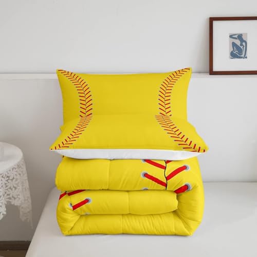 Image of Feelyou Softball Bedding Set Toddler Size for Kids Boys Girls 3Pcs