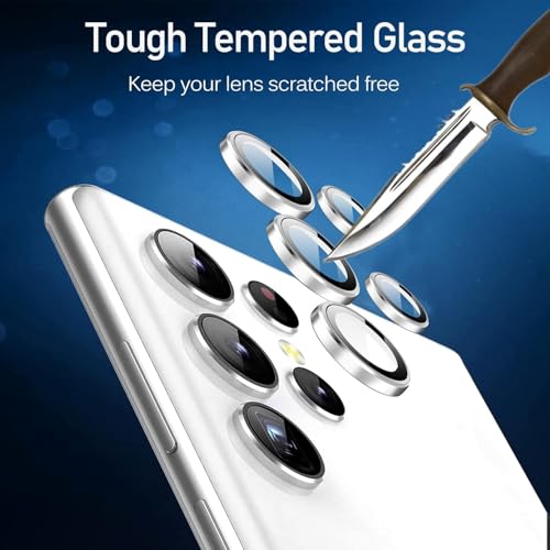 Image of PACK OF 2 Camera Lens Protector for SAMSUNG GALAXY S24 / S23 ULTRA SILVER HD Clear Camera Lens, Case Friendly, Scratch Resistant Lens Cover, Full Coverage Camera Guard, Heavy Duty Camera Protector SET OF 2