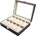 Produktbild N\C Uhrenbeweger, Uhrendisplay Aufbewahrungsbox PU Kunstleder 10 Uhren Display Box mit Glasdeckel Uhrenbox Ideal für Schaufensteruhren LKWK
