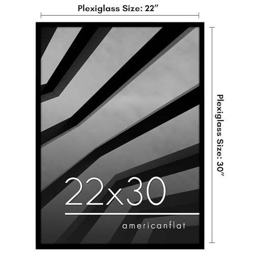 Americanflat 22x30 Picture Frame with Polished Plexiglass - Streamline Collection - Thin Border Picture Frame for Wall Display - Hanging Hardware Included - Black