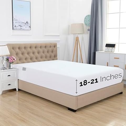 Elegant Comfort 1500 Premium Hotel Quality 18-21 Inches Deep - Extra Deep Pocket Single Fitted Sheet for High Mattress, Luxury and Softest, Smart Pocket - Wrinkle Free, King, White Cover