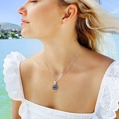 Hawaiian Silver Jewelry Pendant Necklace – 18 Inch Sterling Silver Maori Koru Spiral Necklace – Comfortable And Lightweight Wave Necklace For Women – Modern And Elegant Design #TOP3