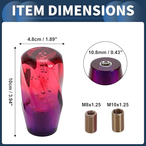 INFINAUTO Car Shift Knob, 10cm Universal for Automatic and Manual Vehicle Gear Shifter Knob with 2 Adapter Acrylic Red Purple, 1 Set