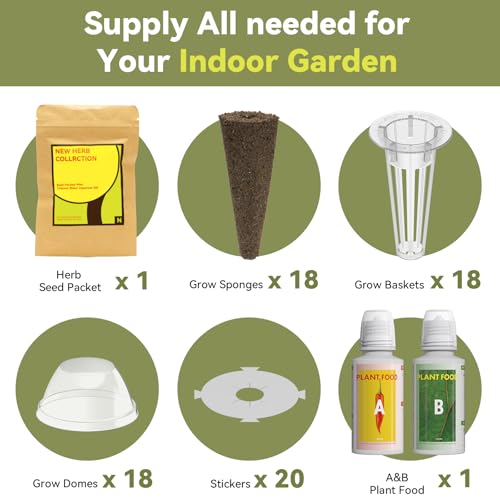 LYKOCLEAN Herb Seed Pods for Ahopegarden, iDOO MUFGA Hydroponics Growing System Indoor Gardening, 400+ Seeds, Basil, Cilantro, Dill, Parsley, Mint, Shiso, Liquorice(18-Pods)